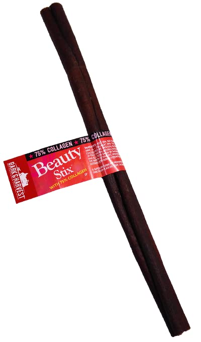Bark & Harvest Pet Provisions From The Farm Beef Collagen Beauty Stix Dog Treat | All Natural & Long Lasting | Bully Stick & Rawhide Alternative Dog Chew | Support Healthy Joints Skin & Coat | 12"